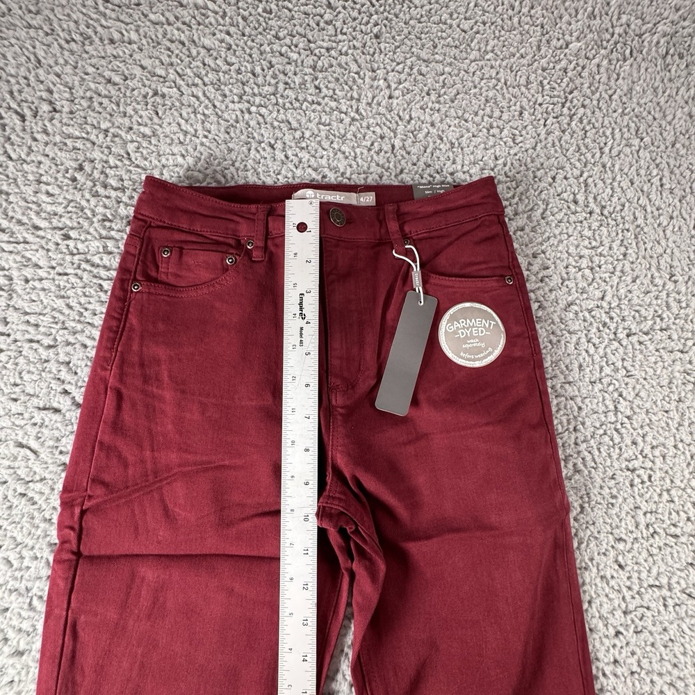 TRACTR MONA Burgundy Port Royal High Rise Stretch Cut Off Crop Jeans Sz 4/27 NWT - Picture 6 of 11